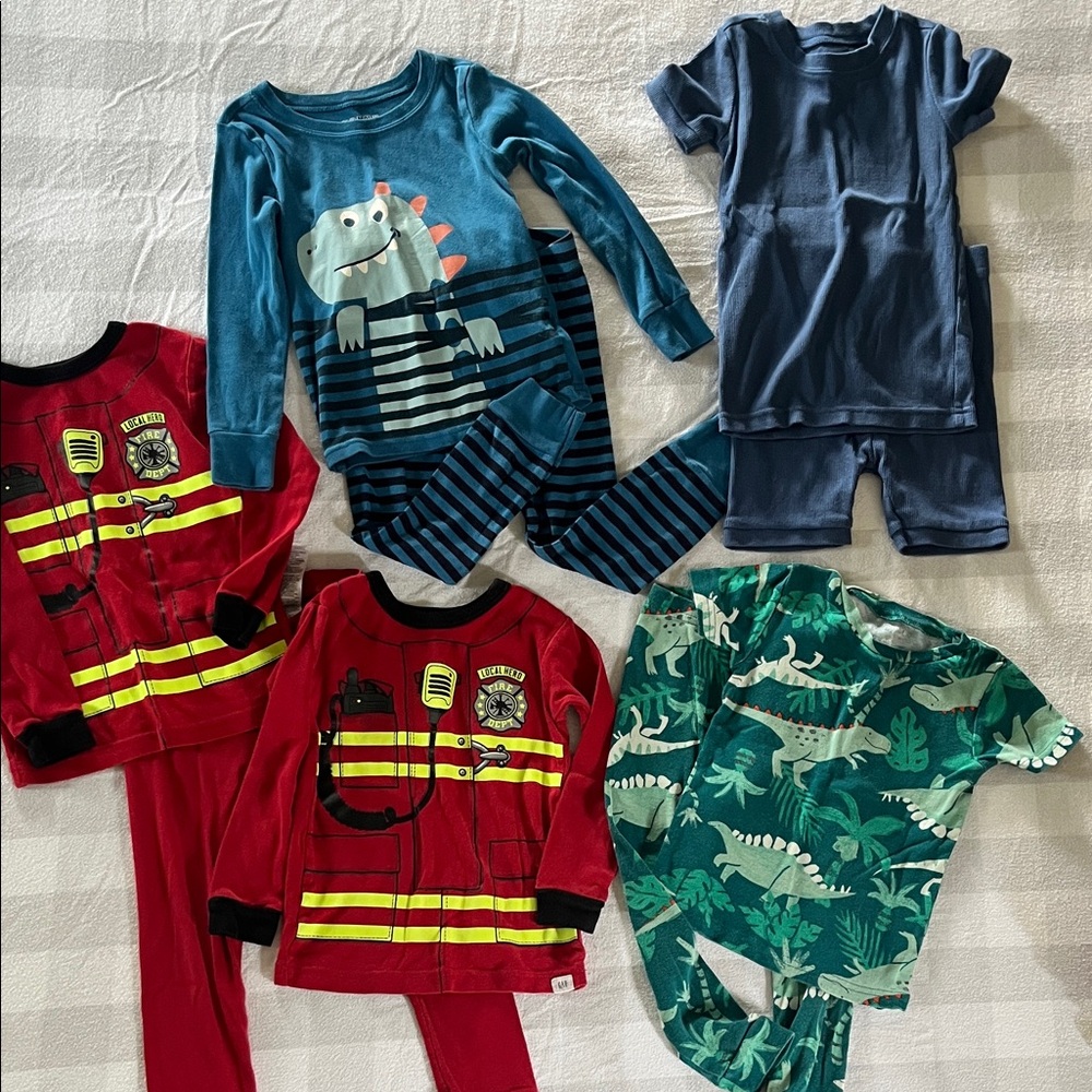 Kids Pajama Set with Dinosaur and Firefighter Themes